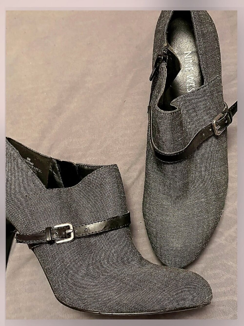 Y2K vintage gray business office heels booties buckle grunge size 6